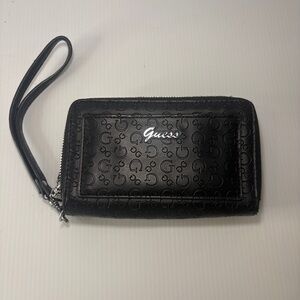Guess Logo Signature Double Zip Women's Wallet Black Wristlet/Clutch
